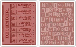 Sizzix Texture Fades Embossing Folders By Tim Holtz - December Calendar & Holiday Words