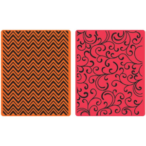 Sizzix Textured Impressions Embossing Folders, Set of 2 - Chevrons & Flourishes