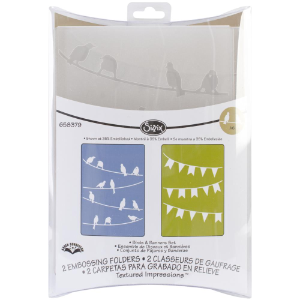 Sizzix Textured Impressions Embossing Folders, Set of 2 - Birds & Banners Set