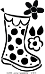 Polka Dot Large Rain Boot with Flowers